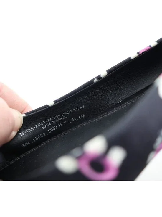 Tory Burch Rosalind Ballet Flats Women's Size 5 Black Floral Satin Bow Pointed - Picture 7 of 8